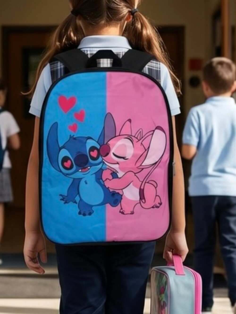 NEW Disney Lilo And Stitch Pink And Blue School Backpack Adjustable NWT